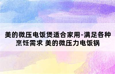 美的微压电饭煲适合家用-满足各种烹饪需求 美的微压力电饭锅